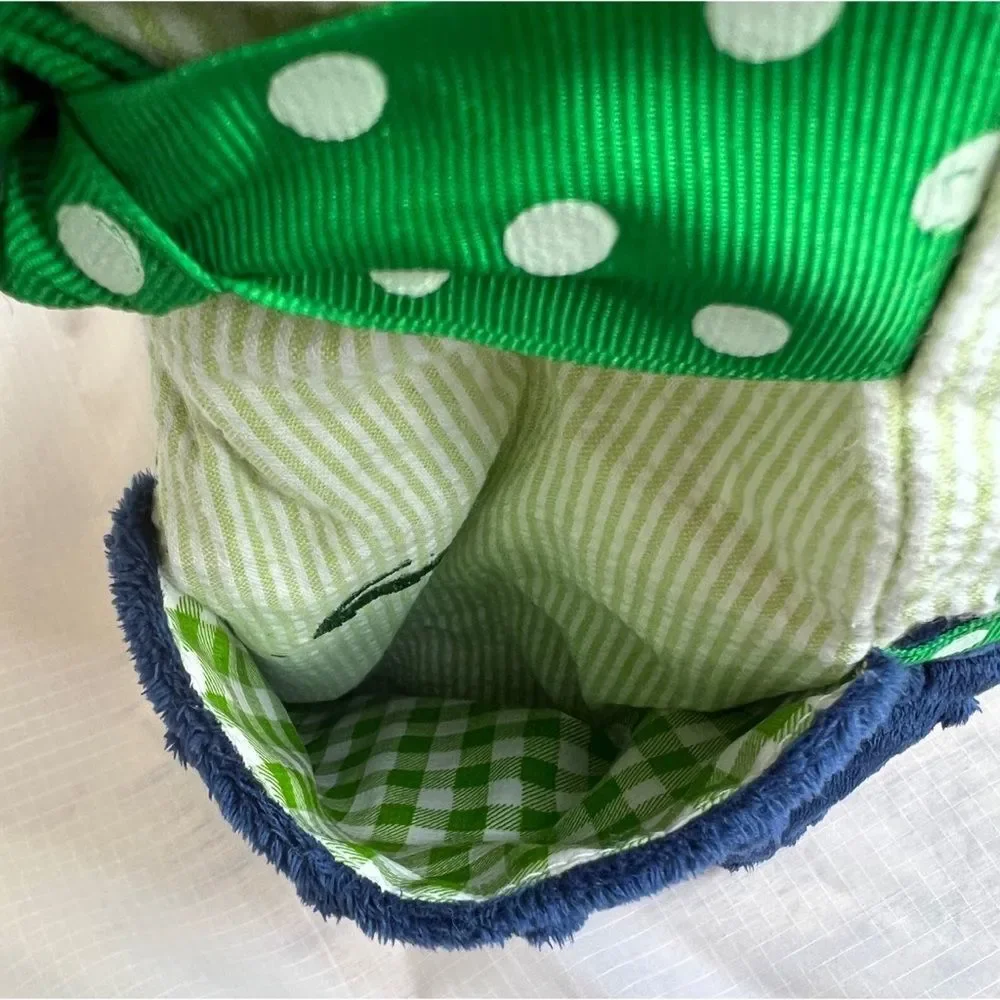 La Shea Montgomery Alabama Preppy Alligator seersucker polkadot bows duffle bag